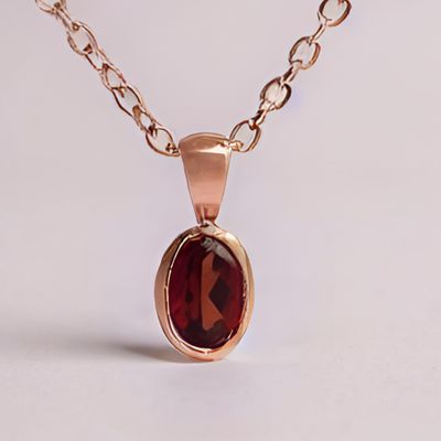 9ct Rose Gold Oval Garnet Pendant