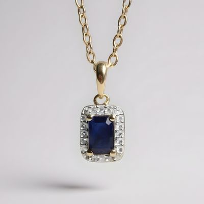 9YG Sapphire & Diamond Pendant
