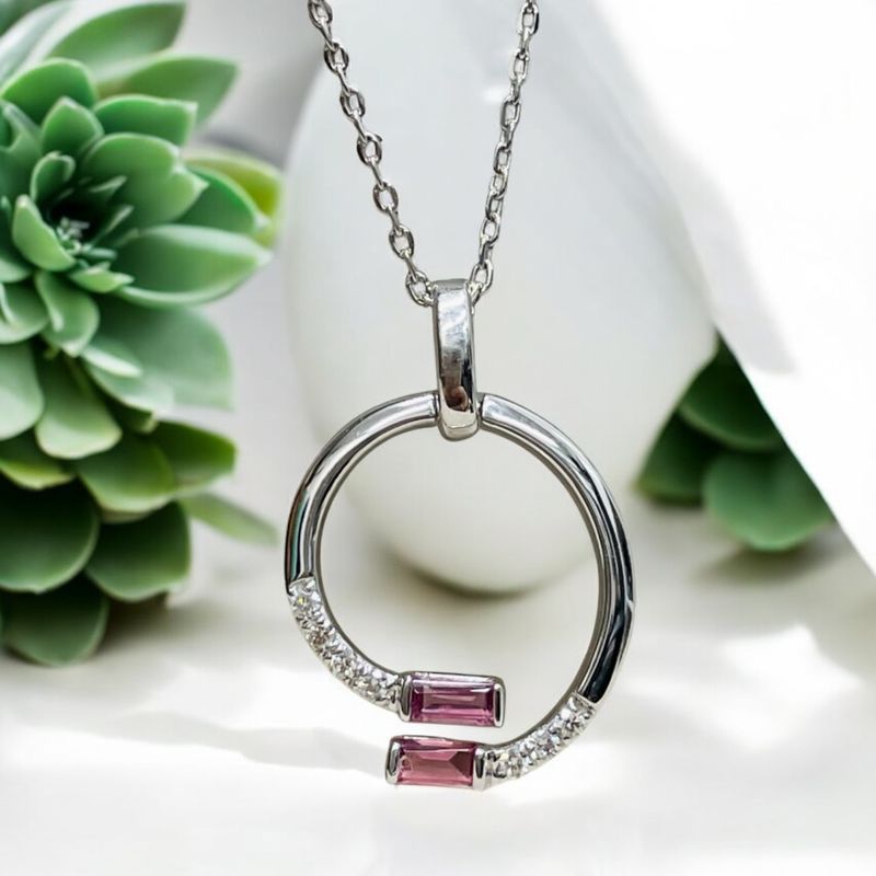 9W Diamond & Pink Tourmaline Pendant