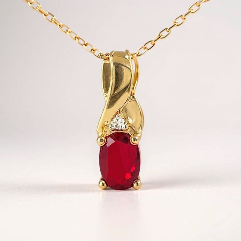 9ct Yellow Gold Ruby & Diamond Pendant