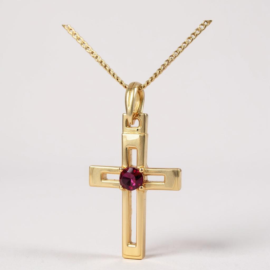9ct Gold Garnet  Cross