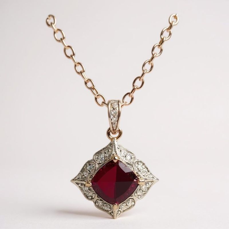 9ct Rose Gold Garnet & Diamond Pendant