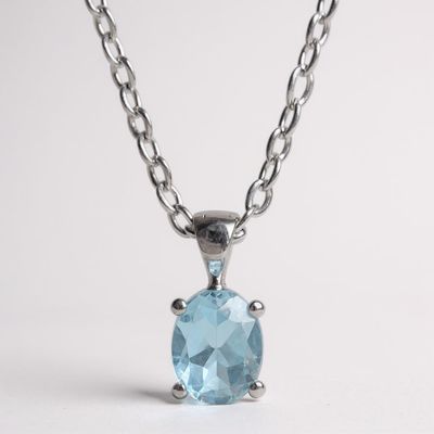 9ct White Gold Topaz Pendant