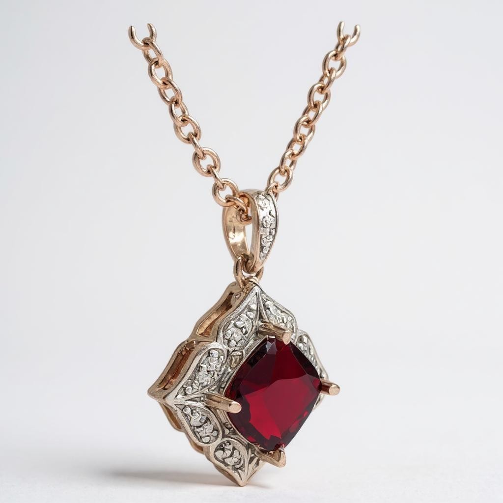 9ct Rose Gold Garnet & Diamond Pendant