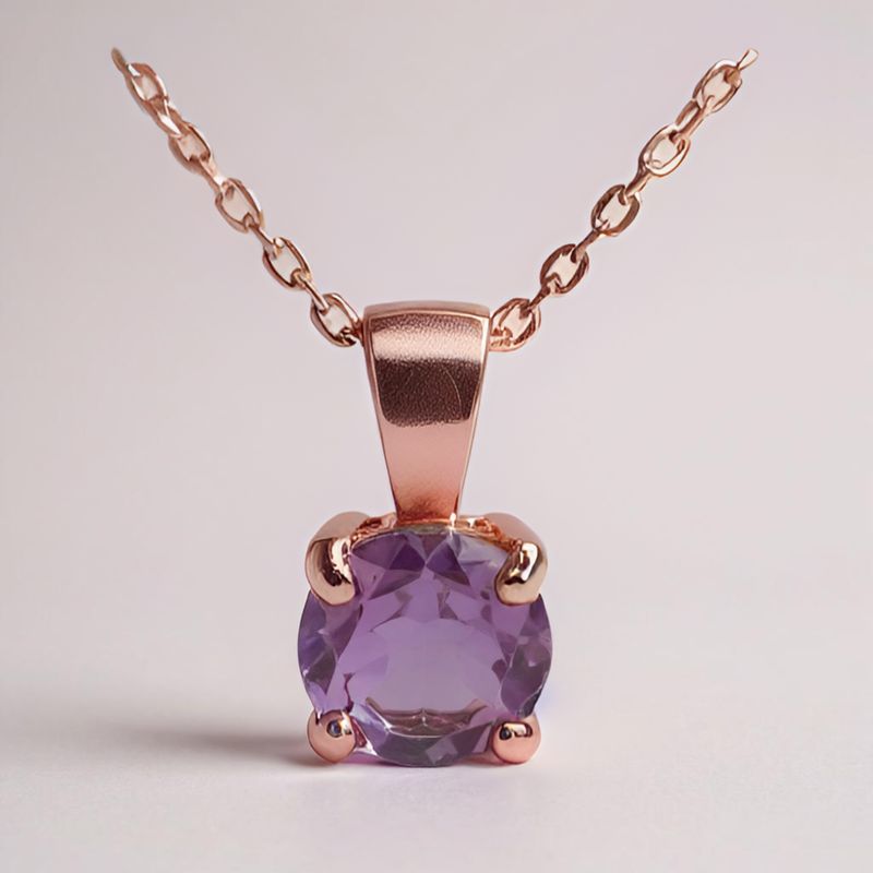 9ct Rose Gold Amethyst Pendant