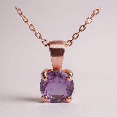 9ct Rose Gold Amethyst Pendant