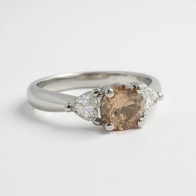 18W Champagne & Heart Diamond Trilogy Ring
