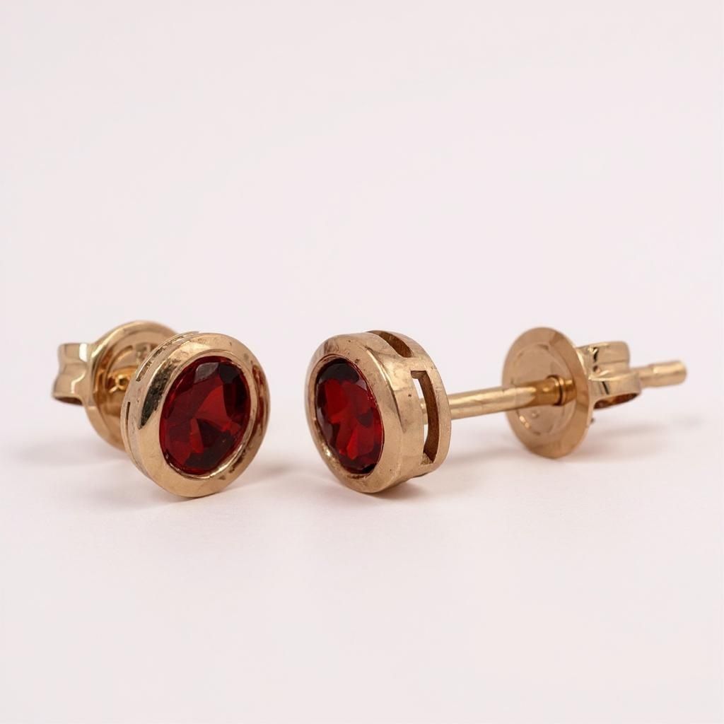 9ct Rose Gold Garnet Stud Earrings