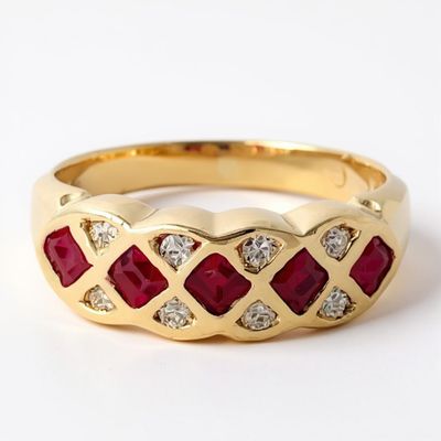 9ct Yellow Gold Ruby & Diamond Dress Ring