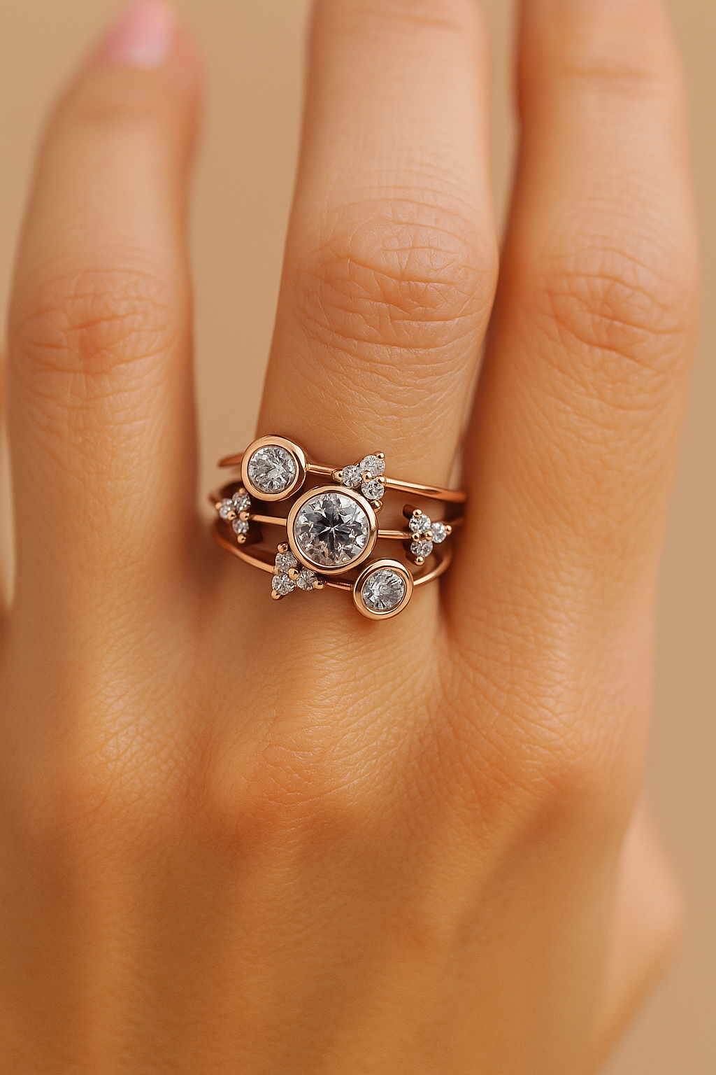 9ct Gold Multi Mix Lab Diamond Dress Ring