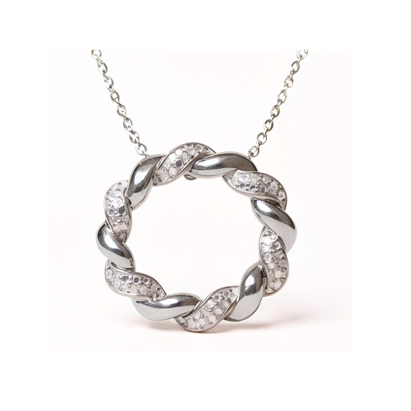 9W Diamond Twist Circle Pendant & Chain