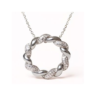 9W Diamond Twist Circle Pendant & Chain