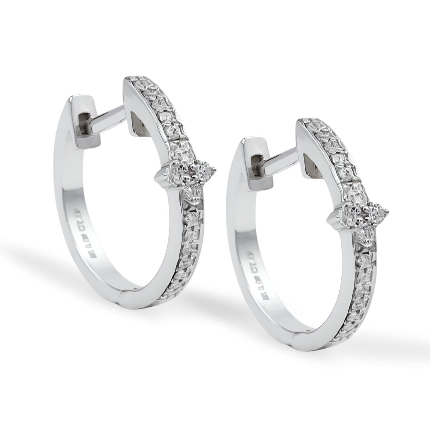 9W Diamond Huggie Earrings TDW 0.14cts