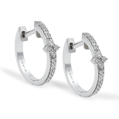 9W Diamond Huggie Earrings TDW 0.14cts