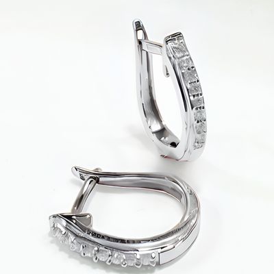 9WG Channel & Bead Set Diamond Huggie Earrings