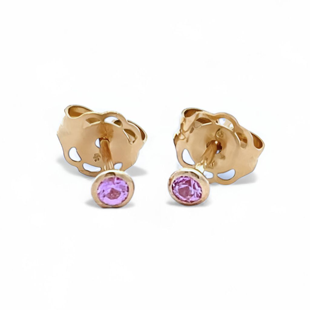 9ct Yellow Gold Pink Sapphire Studs