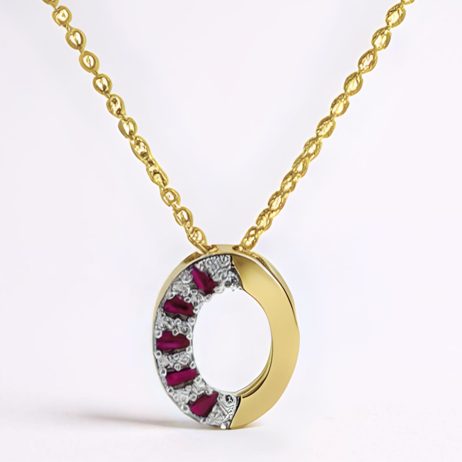 9ct Yellow Ruby & Diamond Slider Necklace
