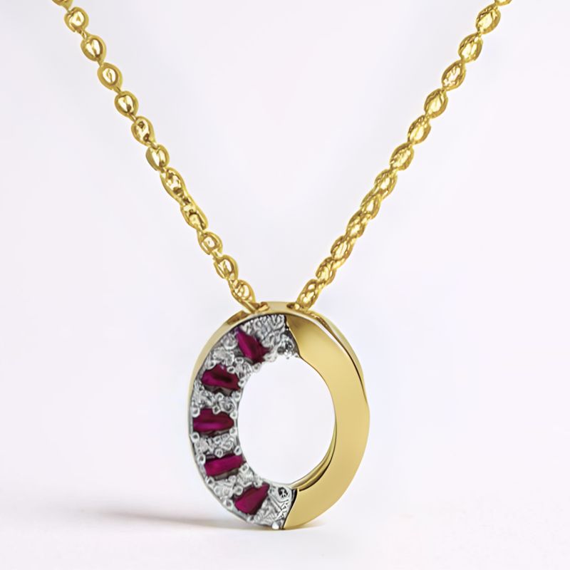 9ct Yellow Ruby & Diamond Slider Necklace