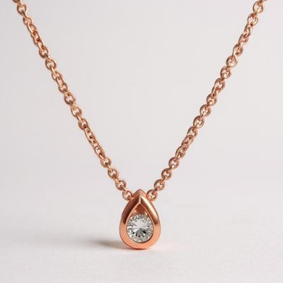 9ct Tear Drop Diamond Slider Necklace