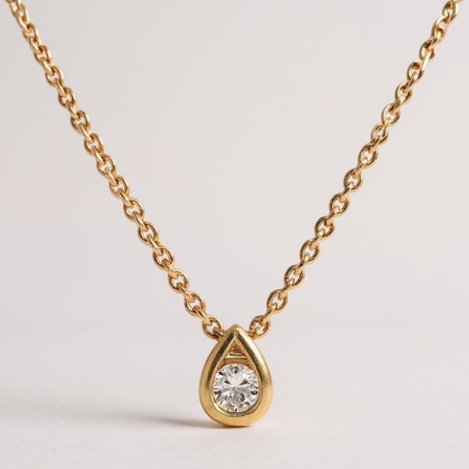 9ct Tear Drop Diamond Slider Necklace