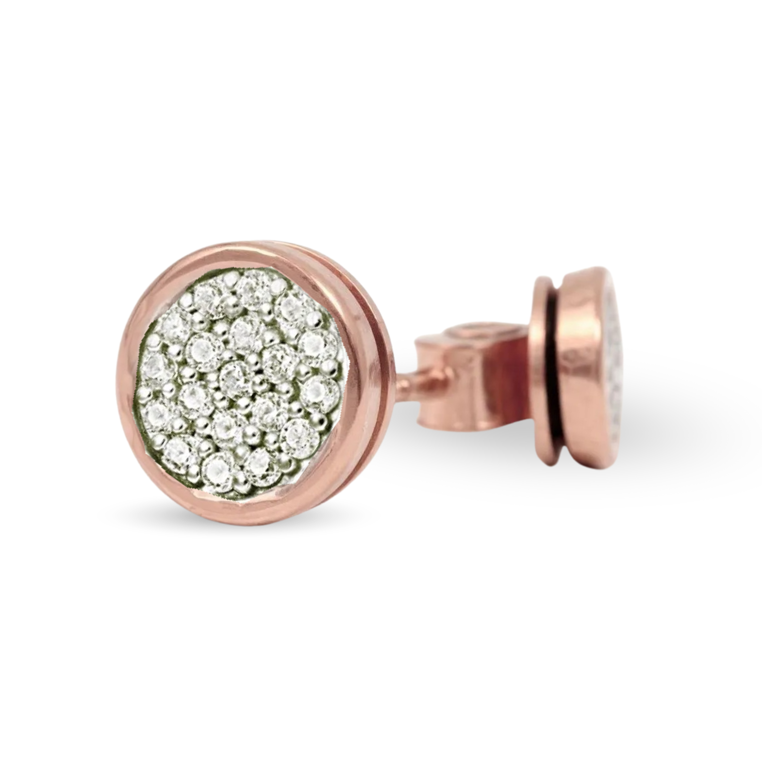 9ct Gold Pave Set Diamond Disc Earrings (5.50mm)