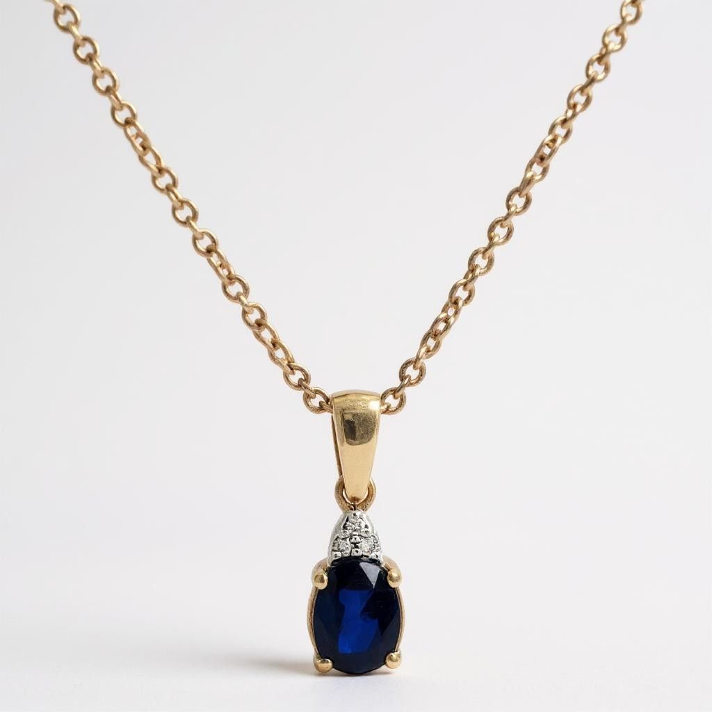 9ct Yellow Oval Sapphire & Diamond Pendant