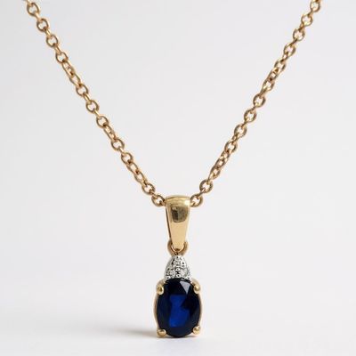 9ct Yellow Oval Sapphire & Diamond Pendant