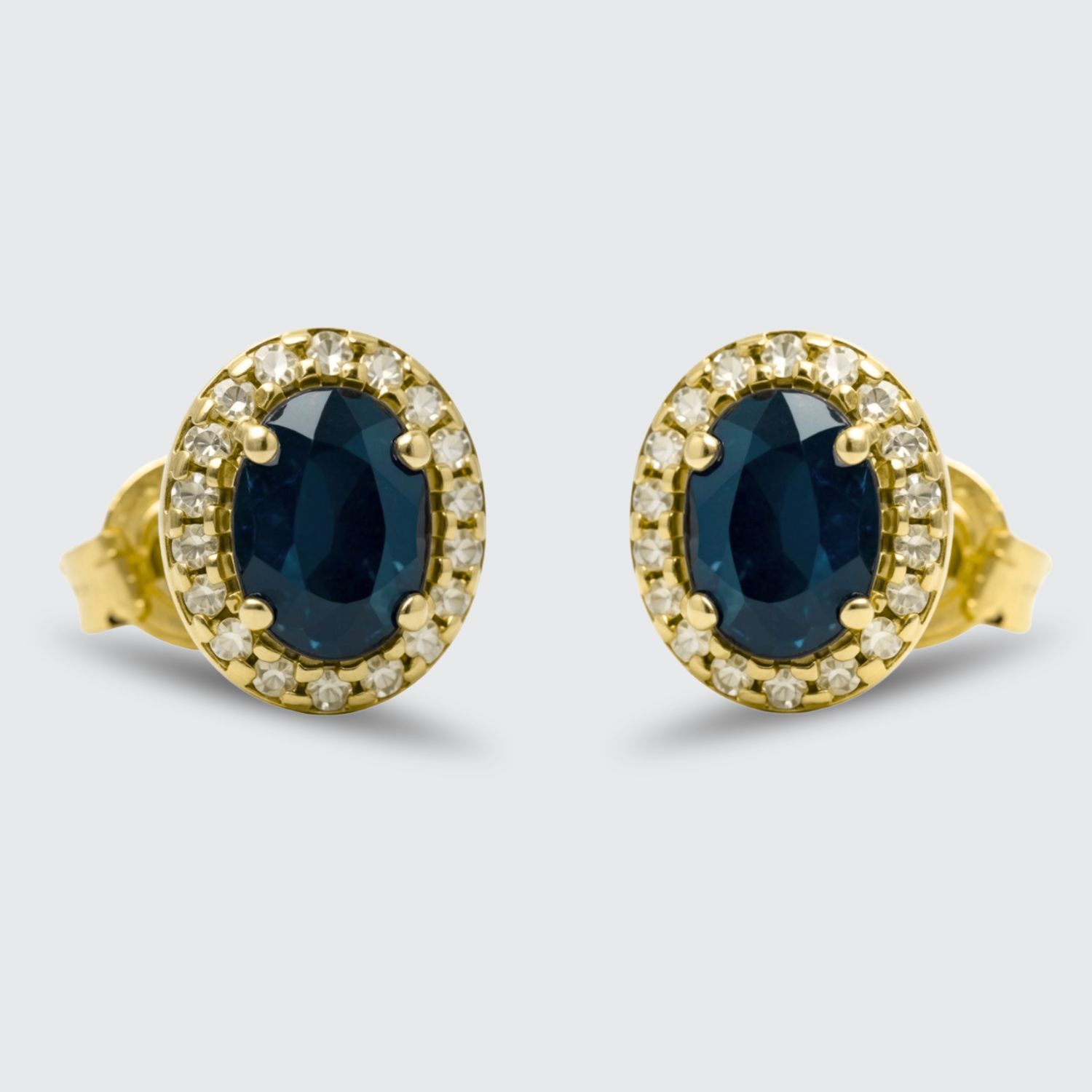 9Y Sapphire & Diamond  Halo Earrings