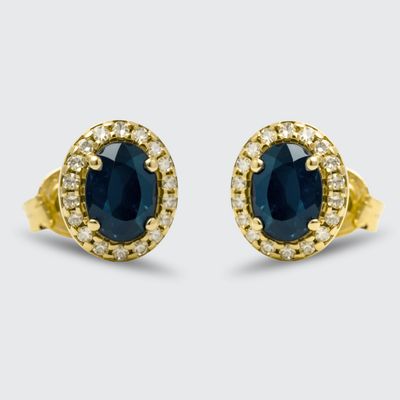 9Y Sapphire & Diamond  Halo Earrings
