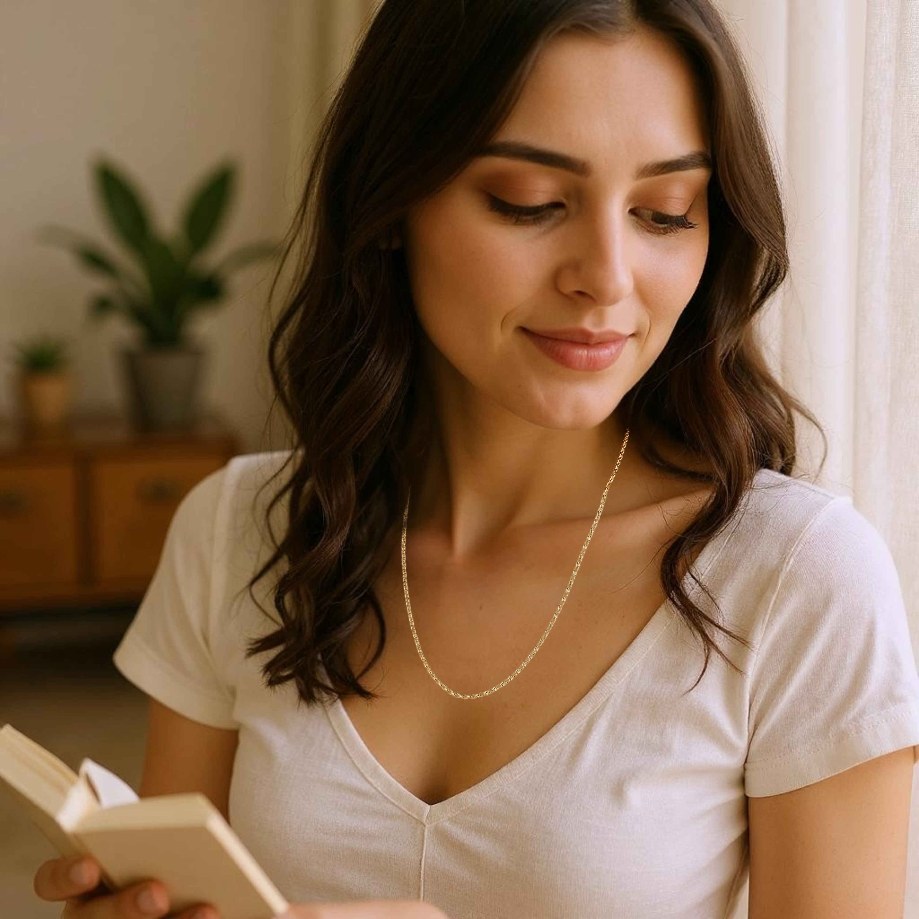 9Y Gold Oval Belcher Chain- 50cm