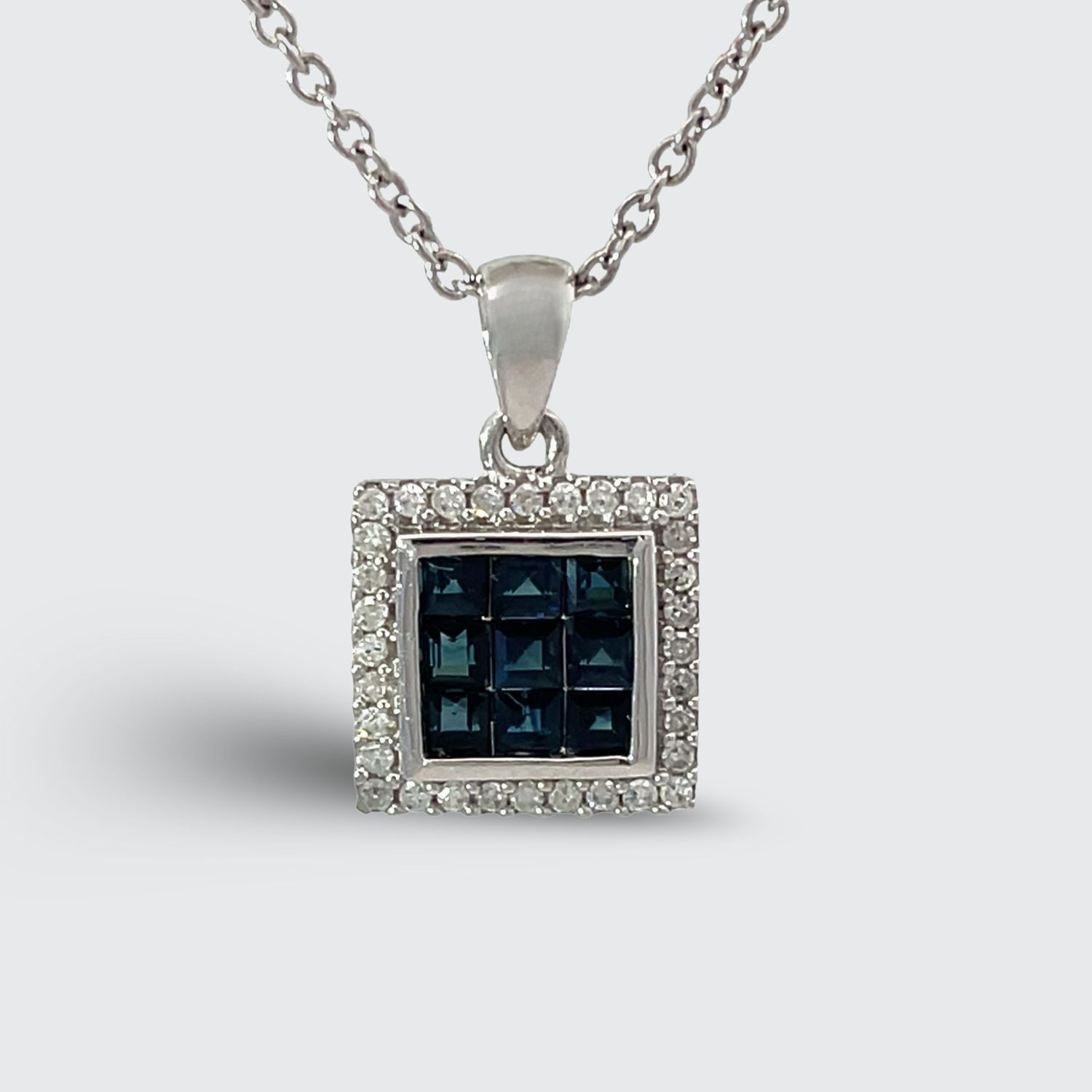 9W Sapphire & Diamond Pendant & Chain