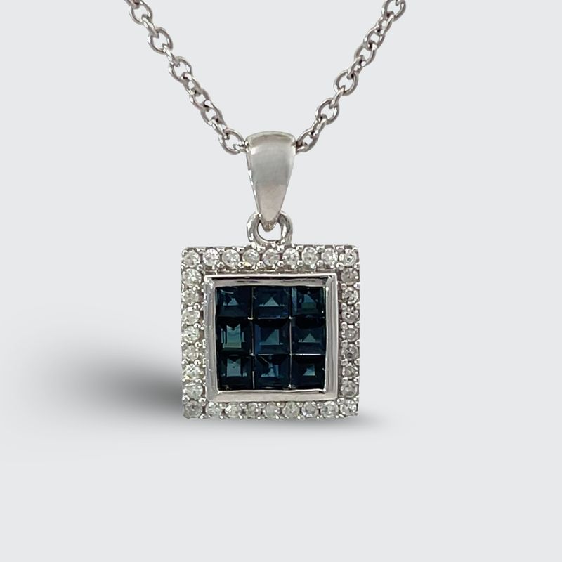 9W Sapphire & Diamond Pendant & Chain