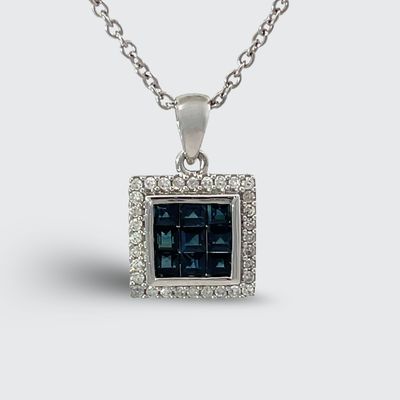 9W Sapphire & Diamond Pendant & Chain