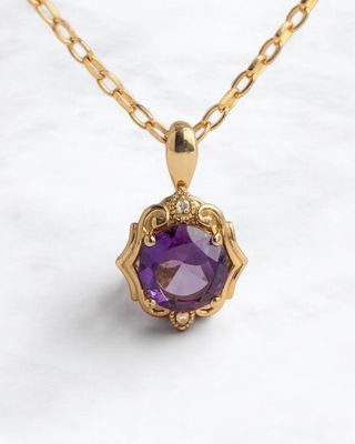 14Y Amethyst & Diamond Pendant