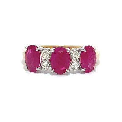 9ct Yellow Gold Ruby & Diamond Ring