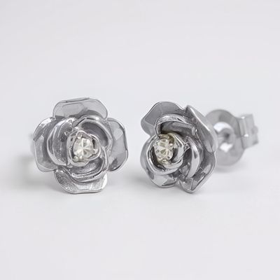 9W Gold Rose & CZ Earrings