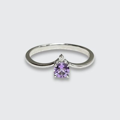 9ct White Gold Amethyst & Diamond Dress Ring