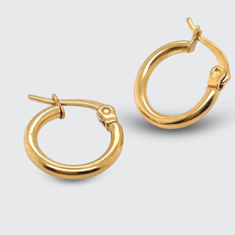 9ct Yellow Gold Italian Hoop Earrings 2mm/10mm