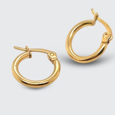 9ct Yellow Gold Italian Hoop Earrings 2mm/10mm
