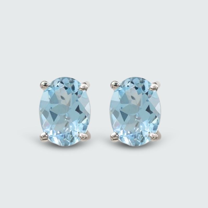 9ct White Gold Topaz Stud Earrings