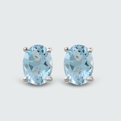 9ct White Gold Topaz Stud Earrings