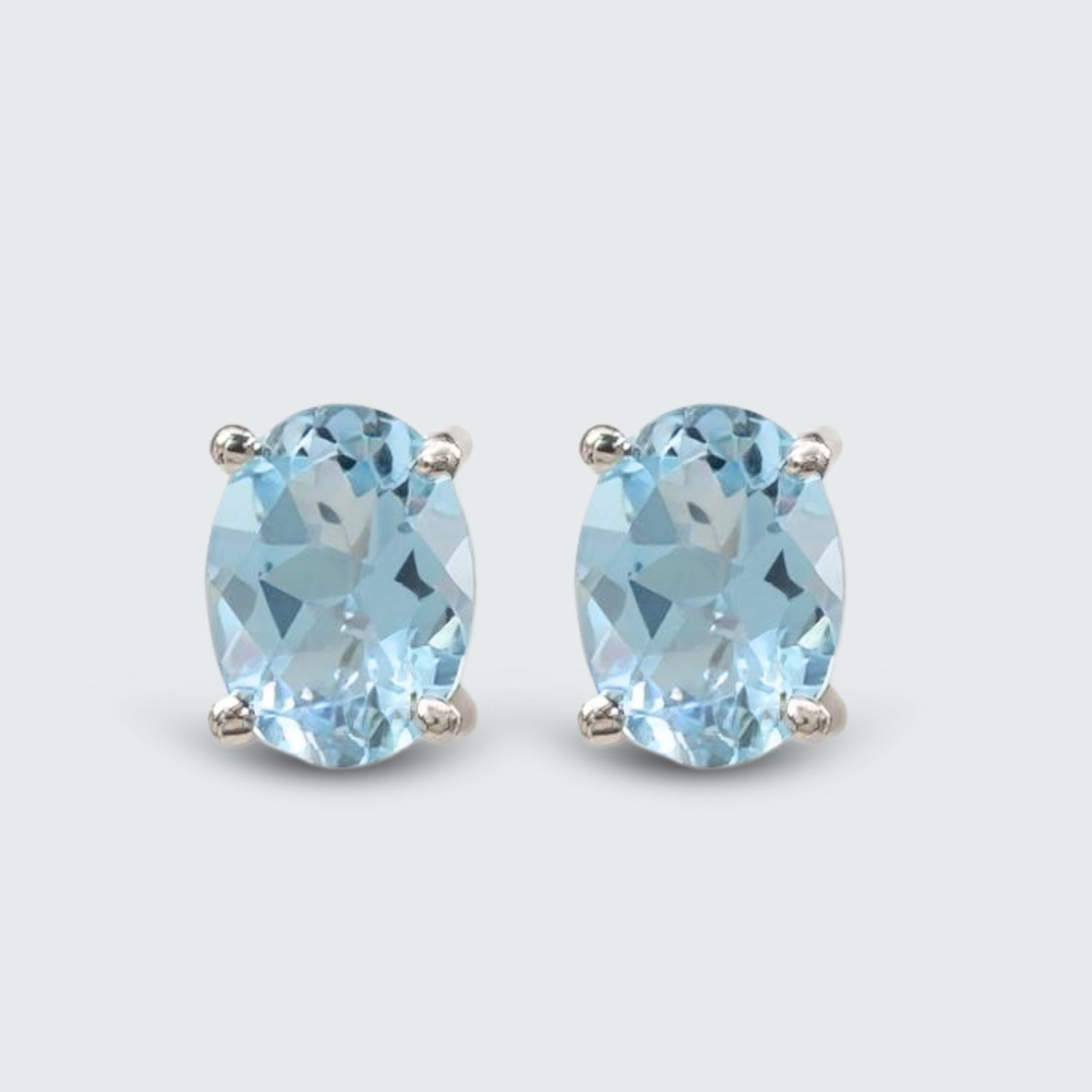 9ct White Gold Topaz Stud Earrings
