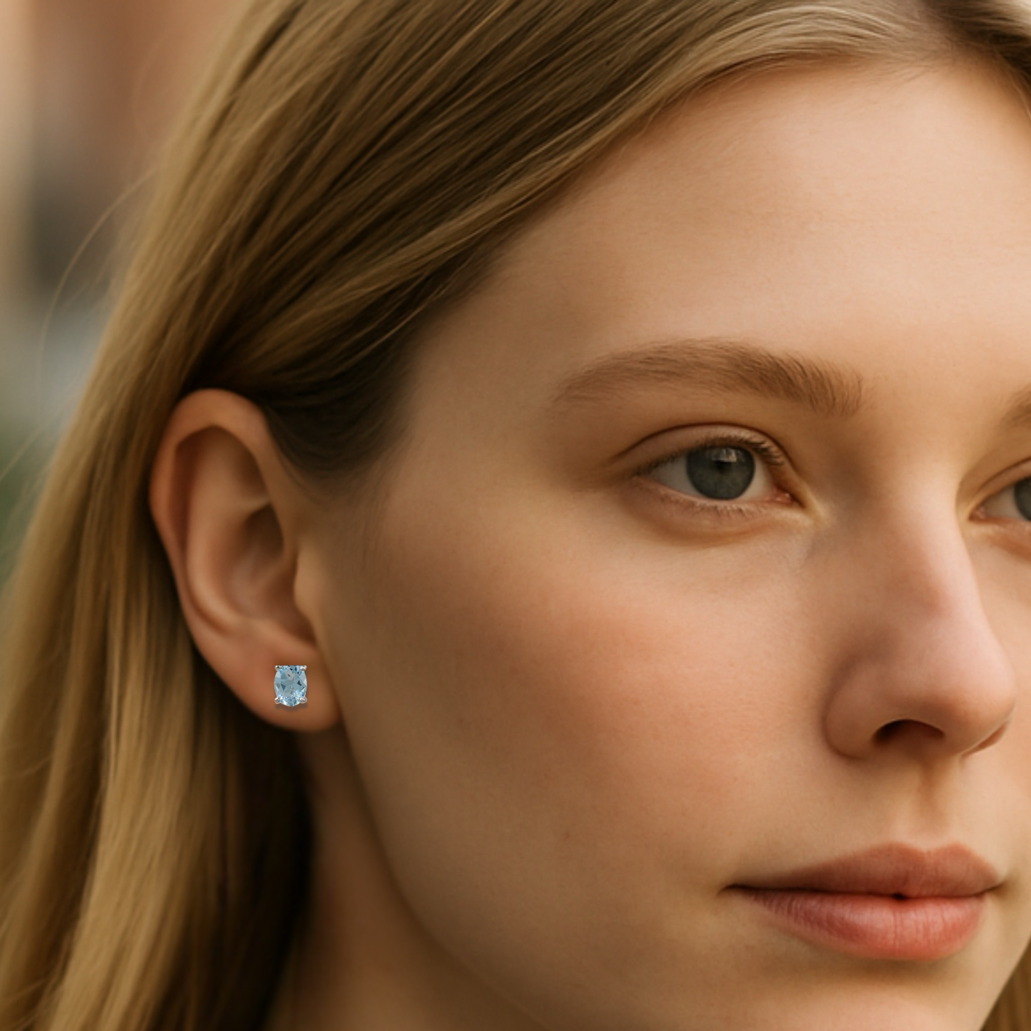 9ct White Gold Topaz Stud Earrings