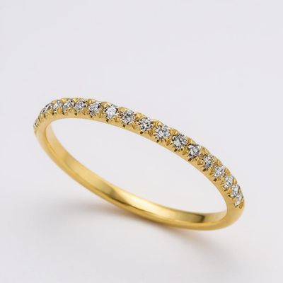 18Y Gold Fine Scallop Claw Set Diamond Ring (18 = 0.20ct)