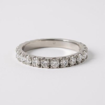 18W LAB Diamond Scallop Claw Set Wedding Ring (15= 0.45ct )