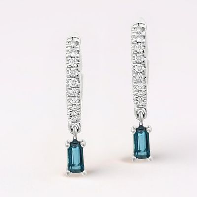 9ct White Gold Diamond & Topaz Drop Earrings