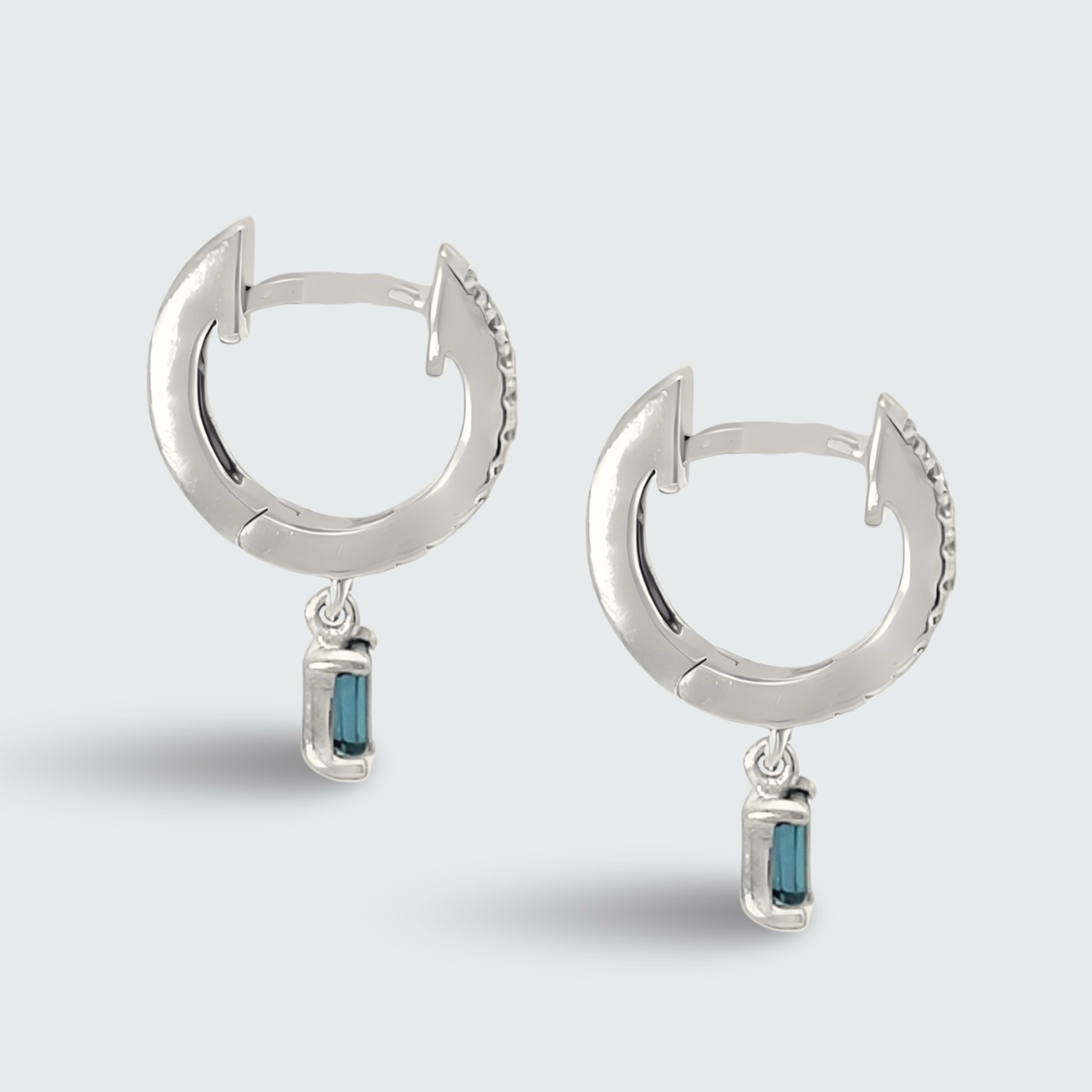 9ct White Gold Diamond & Topaz Drop Earrings