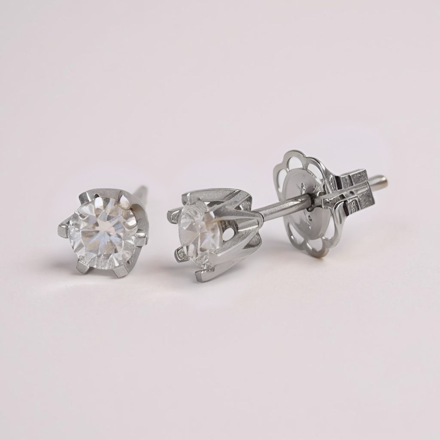 9ct White Gold Round Diamond Studs TDW 0.54ct