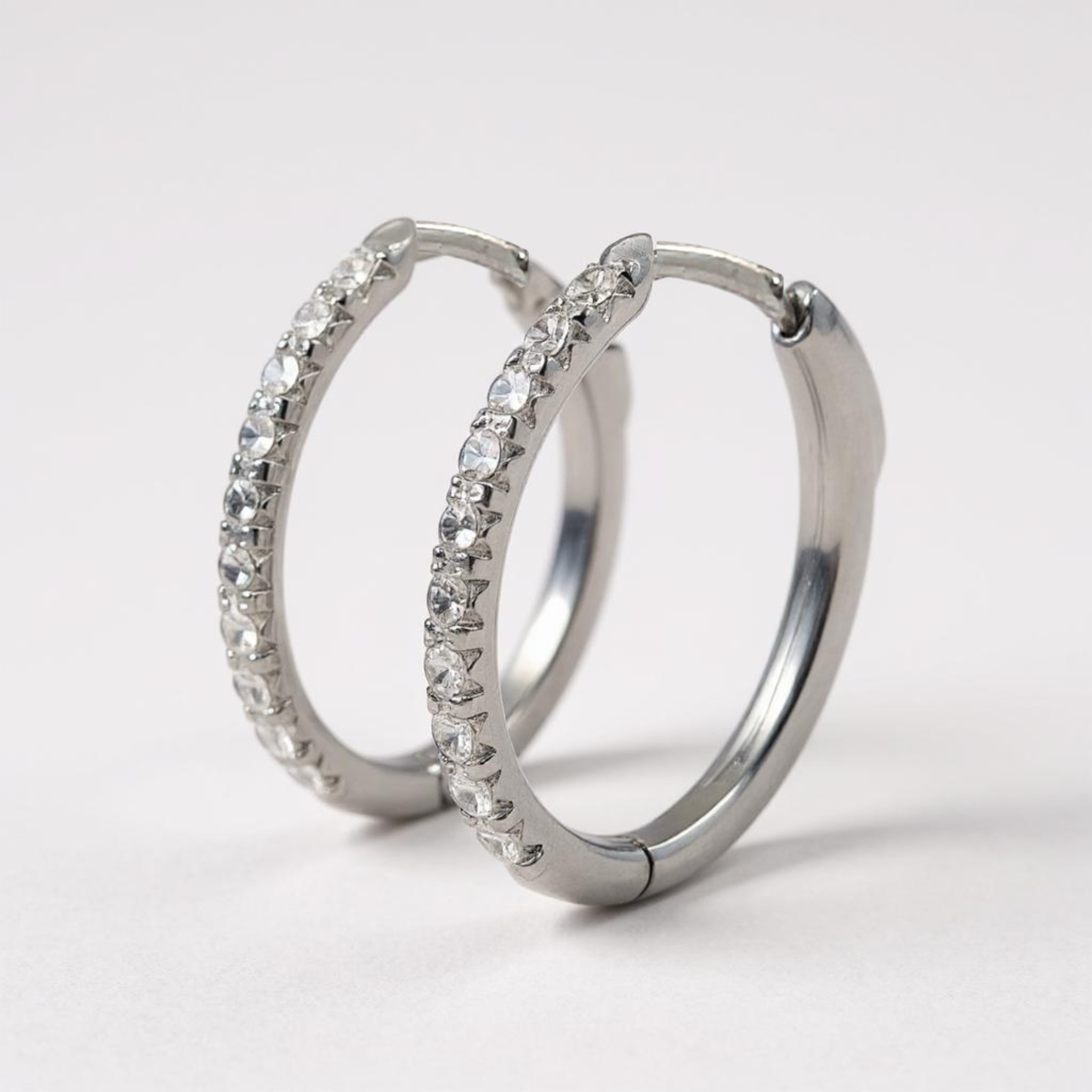 9ct White Gold Diamond Oval Hoop Earrings TDW 0.75ct