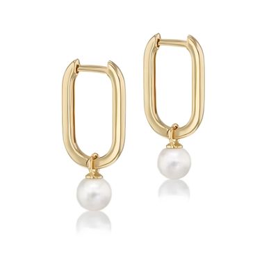 9ct Gold Paperlink & FWP Drop  Earrings